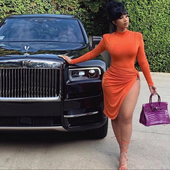 JLuxLabel Orange Namya Knotted Slit Sexy Skirt S - Picture 2 of 16